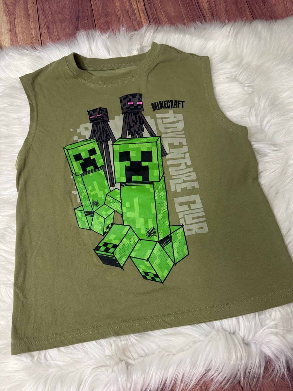 Minecraft Creeper Sleeveless Graphic Shirt - Boys Size 8